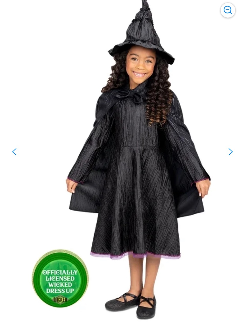 New Kids Wicked Elphaba dress, cape, and hat Halloween costume size 4-6 kids